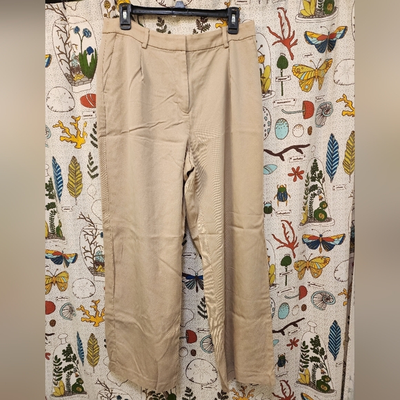 Wide-leg pleated twill trouser pant - Picture 2 of 5